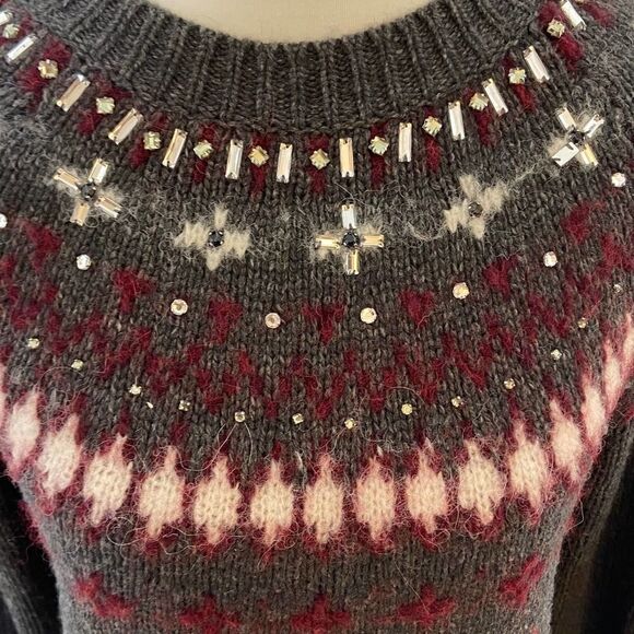 J Crew Jewel Embellished Fair Isle Sweater Dress S - Picture 4 of 6